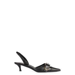 GIVENCHY Leather Slingback Pointed-Toe Kitten Heels Women BLACK Pumps